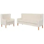 vidaXL Sofa Set 2 Pieces Fabric Cream White