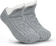 [WOOVEEWIND] Slipper Socks for Women Men Girls, Fluffy Warm Socks Knitted Thick Fleece Lined Grippers Non Slip Socks Soft Cozy Winter Home House Bed Floor Slipper Socks