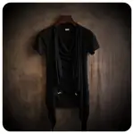 【巴黎精品】T恤短袖上衣(修身假兩件個性暗黑系男裝2色A1AN16)