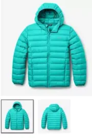 SIZE:XL(16) Eddie Bauer Kids CirrusLite Down Hooded Jacket-Caribbean Blue