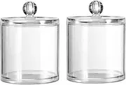 Clear Cotton Jar Containers - 2Pcs Plastic Apothecary Jars With Lid for Q-tip Holder and Dispenser