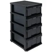 J.Burrows 4 Drawer Storage Tower on Wheels Black