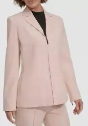 DKNY Women's Pink Pale Long-Sleeve Blush Zip-Front Jacket Size 4