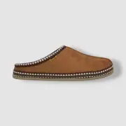 Deer Stags Men's Brown Suede Knit Trim Mule Slippers Shoes Size 9M