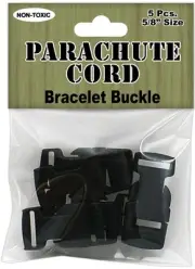 6 Pack Pepperell Parachute Cord Bracelet Buckles 15mm 5/Pkg-Black PCBUCK