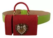 Dolce & Gabbana Green Leather Devotion Heart Micro Bag Headphones Belt