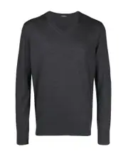 V-neck woolen pullover S Black