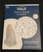 HALO SleepSack Swaddle Micro-Fleece size SMALL 3-6 Mths - White bears