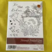 A5 Two Red Robins ~ Clear photopolymer Stamps ~ Through Frosted Glass Set 2 ~