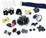 Blue 18PCS Girls Hair Accessories Band Set Elastic Hair Band Clip Kids Sweet Gift