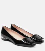[Roger Vivier] Roger Vivier Strass Heel patent leather ballet flats AU 8 black