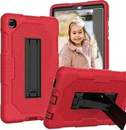 [Cavor] for Samsung Galaxy Tab A7 Lite 8.7 Case 2021 Tablet T220/T225/T227 Case 3 in 1 Heavy Duty Rugged Shockproof Drop Protective Cover with Built-in Kickstand Anti-Slip Back Cover (Red+Black)