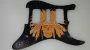 Leather pickguard Custom Hand Tooled Leather Stratocaster "Indian Skull" 2