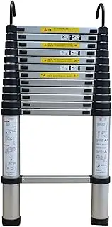 Telescopic Ladder Aluminum Telescoping Ladder with Hook, Telescopic Extension Ladders for RV, Loft, Home & Attic, 330LB Capacity