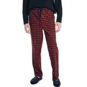 Nautica Mens Pajama Pants Large Cozy Fleece Polyester Red Plaid