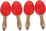 Kisangel Shaker 2 Pair Set Wooden Handle Music Learning Toys Sensory Development Bright Educational Musical Instruments