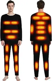 [IMYOGI] Cozy Heated Underwears for Men, 3 Heating Level Electric Thermal Base Layer Outdoor Sport Long Johns for Skiing, Hiking