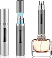 DIOHIO 5ml Perfume Atomizer Travel Refillable,Mini Cologne Dispenser, Bottom-Filling Fragrances Perfumes Bottle,Portable Sprayer Pocket Size for Women Men Cruise Car Trip Gift (grey-silver)