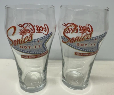 RARE SONIC DRIVE IN Coca Cola DRINKING GLASSES SET CONVENTION SWAG 2010 COKE