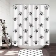 Black and White Bee Pattern Shower Curtain