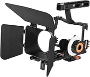 C500 Al Num Alloy Camera Camcorder Video Cage Rig Kit Film Making System W/Matte Box + Follow Focus + Handle + 15Mm Rod for Gh4 Repla Ent for A7S/A7/A7R/A7 /A7Sii Ildc Mirrorl Camera Orange