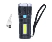 Quad Core Bright LED Flashlight USB Rechargeable Outdoor Multi Functional Spotlight with Battery Indicator