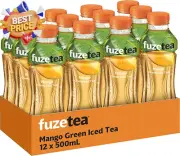 Mango Flavoured Green Iced Tea Multipack 12x 500ml Bottles Refreshing Drink Pack