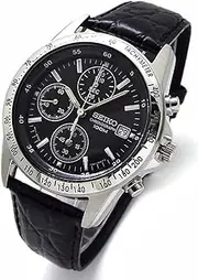 SEIKO chronograph wristwatch leather belt set domestic Seiko regular circulation item black SND367P1 [parallel import goods]