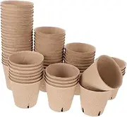 LOORGVEL 60pcs Nursery Cup Mini Pots for Plants DIY Flower Pots Pulp Seedling Cups Seedling Starter Trays Gardening Supplies Paper Planter Plant Fibres Brown