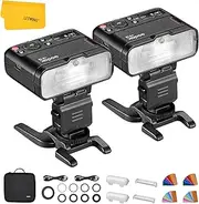 Godox 2PCS MF12 Macro Flash Kit, 0.01 to 1.7s Recycling Time 2.4G Wireless TTL Flash with 3.7V/6.29W Lithium Battery Compatible for Canon Nikon, Sony, Fuji, Olympus Panasonic
