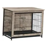 Dog Crate Furniture, 32.5" Side 32.5"L x 21.9"W x 25.2"H Greige Removable Tray