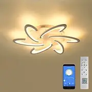 LED Ceiling Light Modern Black White Acrylic 3 6 12 Heads APP Control with Remote Control for Office Dining Room Living Room 220-240V Flower Design ONLY DIMMAB
