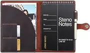 Leather Folio Cover for 6"x9" Steno Pads, Handmade Leather Cover for A5 Size Notebook with Pen Loop, Leather Cover Compatible with Rocketbook Flip Executive Size,Coffee