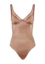 Spanx Shaping Satin Thong Bodysuit - Beige M (UK12 / M)