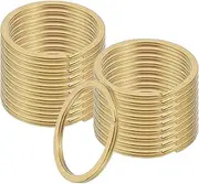 uxcell 20pcs Split Keychain Rings, 35mm Round Flat Keyrings Stainless Steel Open Key Chain Ring Dog Tag Rings for DIY Keychain Craft Lanyard, 2mm Thick, Gold