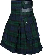[BaronHong] Tartan Utility Kilts for Men Tartan Kilt with Straps and Large Cargo Pockets