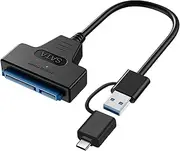 SATA to USB Cable, 2in1 USB-C/USB 3.0 to SATA III Hard Driver Adapter Compatible for 2.5 inch HDD and SSD Support UASP