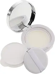 Empty Luxurious Portable Make-up Container Air Cushion Puff Case with Puff And Mirror - White, as described