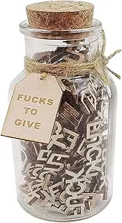 Fuck Jar Jar of Fucks 5oz for Funny Fuck to Give in A Bottle Wooden Fuck Cutouts Piece Swear Jar Fool for Friends Birthday, April Fools Day