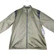 AND1 Athletic Performance Full Zip Track Jacket Olive Green Navy Colorblock XL
