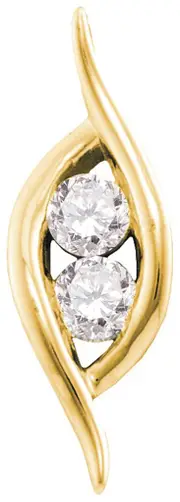 14k Yellow Gold Round Diamond Bypass 2-stone Pendant 1/4 Cttw