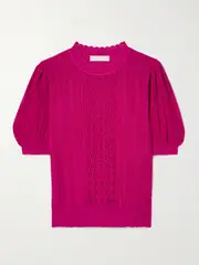 [Ulla Johnson] Ulla Johnson - Gemma Pointelle-knit Silk And Cotton-blend Top - Fuchsia - x small x small Pink