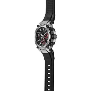 【CASIO 卡西歐】G-SHOCK MT-G 碳纖維核心 太陽能藍芽電波手錶 銀X紅 MTG-B3000-1A_50.9mm