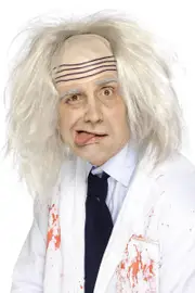 Mad Scientist Mens Blonde Grey Costume Wig With Bald Cap Front