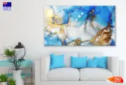 Blue White & Gold Abstract Design Wall Canvas Home Decor Australian Made Quality