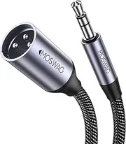 MOSWAG 3.5mm to XLR Cable 10FT, 3.5mm Male to XLR Male Cable 10FT, Unbalanced TRS to XLR Microphone Gold-Plated Cable Compatible with iPhone, iPod, Cell Phone, Laptop, Speaker, Mixer, Microphone