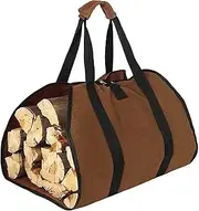 Log Baskets Large Firewood Storage Bags Wax Carrier Tote Durable Fire Wood Holder Organizer Bag Fireplace Accessories Firewood Basket(Coffee color)