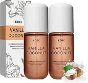 Vanilla Skin Perfume, Vanilla Coconut Body Mist for Women, Long Lasting Vanilla Hair Mist, Coconut Vanilla Fragrance, Hair Mist & Body Spray for All Day Freshness (2Bottles)