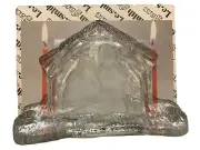 Vintage L.E. Smith Glass: Crystal Nativity Manger Scene, Dbl Candle Holder #6680
