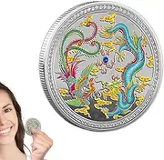 2024 Dragon Gold Coin,Chinese Dragon and Phoenix Fortune Feng Shui, Chinese New Year Commemorative Coin, Dragon Pattern Collection Coin Ancient Mythical Creatures Coin